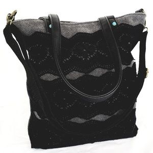 SOLD - Mudd Canvas and Lace Satchel Tote